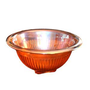 Vintage Federal Glass 9 Inch Ribbed Mixing Bowl Light Kitchen Grandma Cor